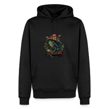 Cottagecore Aesthetic Frog Mushroom - Männer Premium Bio Hoodie - Schwarz - Vorne - Nico (187cm)