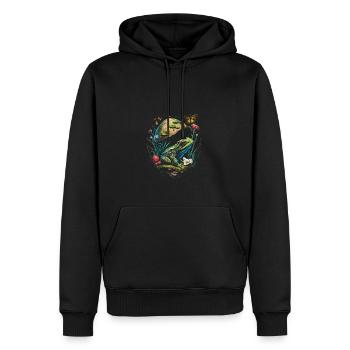 Cottagecore Aesthetic Frog Mushroom Butterflies - Männer Premium Bio Hoodie - Schwarz - Vorne - Nico (187cm)