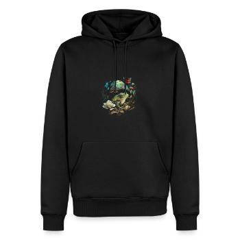 Cottagecore Aesthetic Frog Mushroom Butterflies - Männer Premium Bio Hoodie - Schwarz - Vorne - Nico (187cm)