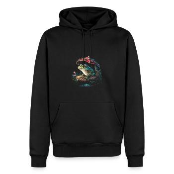 Cottagecore Aesthetic Frog Mushroom - Männer Premium Bio Hoodie - Schwarz - Vorne - Nico (187cm)
