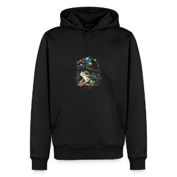 Cottagecore Aesthetic Frog Mushroom - Männer Premium Bio Hoodie - Schwarz - Vorne - Nico (187cm)