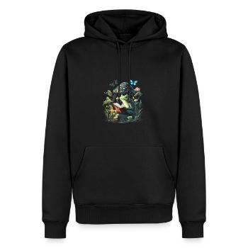 Cottagecore Aesthetic Mushroom Frog Reading Book - Männer Premium Bio Hoodie - Schwarz - Vorne - Nico (187cm)