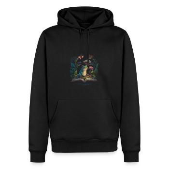 Cottagecore Aesthetic Mushroom Frog Reading Book - Männer Premium Bio Hoodie - Schwarz - Vorne - Nico (187cm)