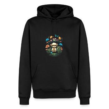 Cottagecore Aesthetic Mushroom Puppy Dog - Männer Premium Bio Hoodie - Schwarz - Vorne - Nico (187cm)