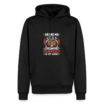 Grand-mère Tomate Jardinage Citation, Drôle de Mamie - Sweat à capuche Premium bio Homme - noir - Devant - Nico (187cm)