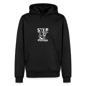 Ne vous arrêtez pas quand vous êtes fatigué, arrêtez-vous quand vous êtes - Sweat à capuche Premium bio Homme - noir - Devant - Nico (187cm)