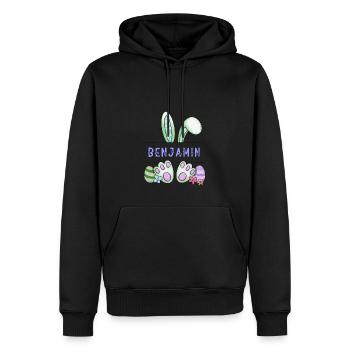 Lapin de Pâques, lapin, mignon - Benjamin - Sweat à capuche Premium bio Homme - noir - Devant - Nico (187cm)