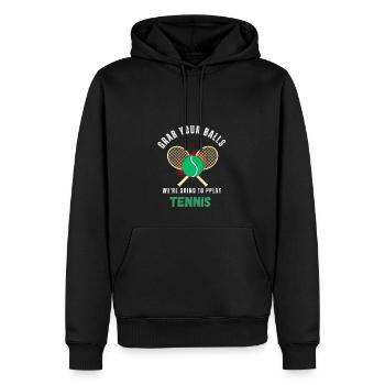 Grab your balls tennis - Sweat à capuche Premium bio Homme - noir - Devant - Nico (187cm)