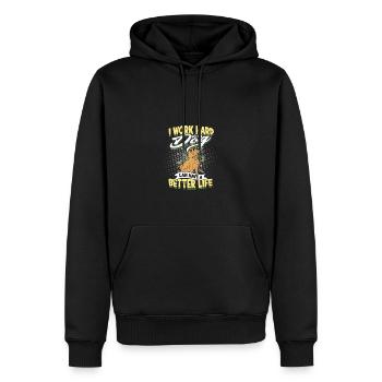 Ich arbeite hart, damit mein Hund ein besseres Leben haben kann - Hund - Männer Premium Bio Hoodie - Schwarz - Vorne - Nico (187cm)