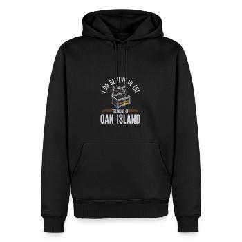 Je crois au trésor d’Oak Island - Sweat à capuche Premium bio Homme - noir - Devant - Nico (187cm)