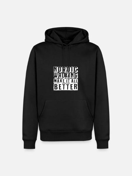 Nordic Walking - Männer Premium Bio Hoodie - Schwarz