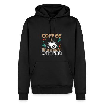 Kaffee Der beste Moment mit dir - Männer Premium Bio Hoodie - Schwarz - Vorne - Nico (187cm)