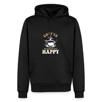 Kaffee macht meinen Tag glücklich - Männer Premium Bio Hoodie - Schwarz - Vorne - Nico (187cm)