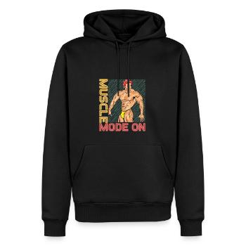 Muskelbetrieb Ein - Männer Premium Bio Hoodie - Schwarz - Vorne - Nico (187cm)