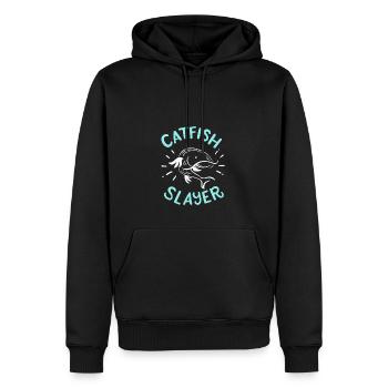 Wels-Töter - Männer Premium Bio Hoodie - Schwarz - Vorne - Nico (187cm)