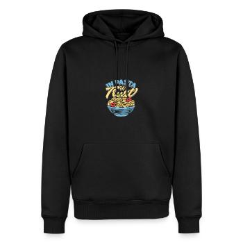 In Pasta vertrauen wir - Pasta - Männer Premium Bio Hoodie - Schwarz - Vorne - Nico (187cm)
