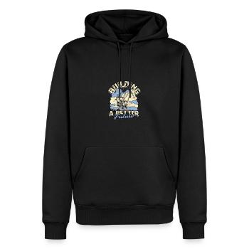 Für eine bessere Zukunft sorgen - Bauwesen - Männer Premium Bio Hoodie - Schwarz - Vorne - Nico (187cm)