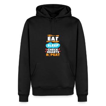 Essen Schlafen Prüfen Herzen Wiederholen - Männer Premium Bio Hoodie - Schwarz - Vorne - Nico (187cm)