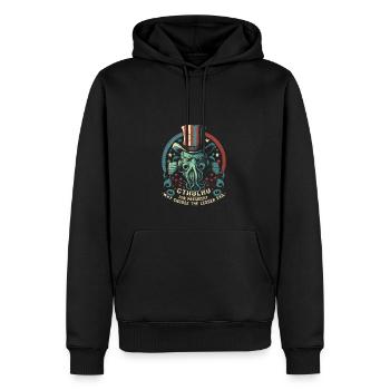 Cthulhu pour le président, élection 2024 horreur cosmique - Sweat à capuche Premium bio Homme - noir - Devant - Nico (187cm)