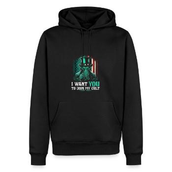 Cthulhu Cult, I Want You, Cosmic Horror Funny - Männer Premium Bio Hoodie - Schwarz - Vorne - Nico (187cm)