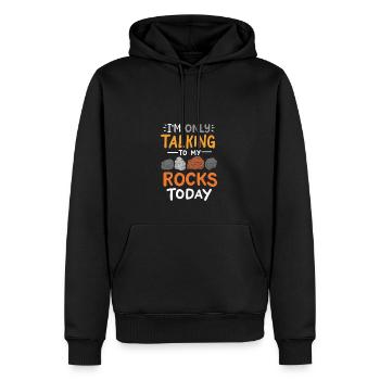 Ich spreche heute nur mit meinen Rocks - Männer Premium Bio Hoodie - Schwarz - Vorne - Nico (187cm)