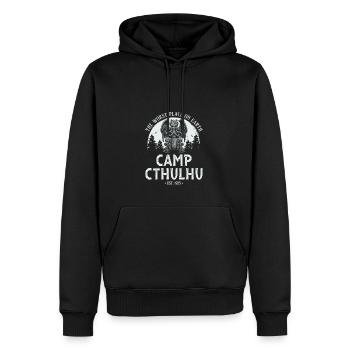 Camp Cthulhu, Funny Cosmic Horror Cthulhu - Männer Premium Bio Hoodie - Schwarz - Vorne - Nico (187cm)