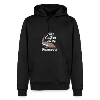 Mein Wels hat meine Hausaufgaben gefressen - Männer Premium Bio Hoodie - Schwarz - Vorne - Nico (187cm)