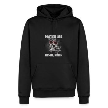 Lustiges Rennpferd Beobachte mich Neigh Neigh - - Männer Premium Bio Hoodie - Schwarz - Vorne - Nico (187cm)