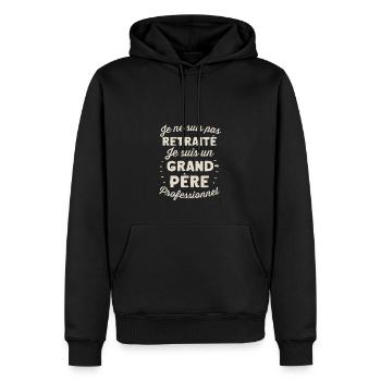 Pas retraité, Grand-père professionnel - Humour - Men’s Premium Organic Hoodie - black - Front - Nico (187cm)