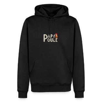 Papy poule - Cadeau Humoristique Retraité Papy - Men’s Premium Organic Hoodie - black - Front - Nico (187cm)