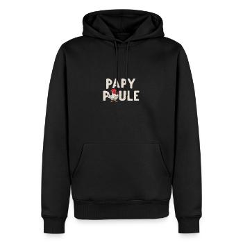 Papy poule - Cadeau Humoristique Retraité Papy - Men’s Premium Organic Hoodie - black - Front - Nico (187cm)