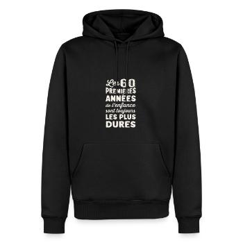 60 ans Anniversaire Papy Humour Retraité Papi Rigo - Men’s Premium Organic Hoodie - black - Front - Nico (187cm)
