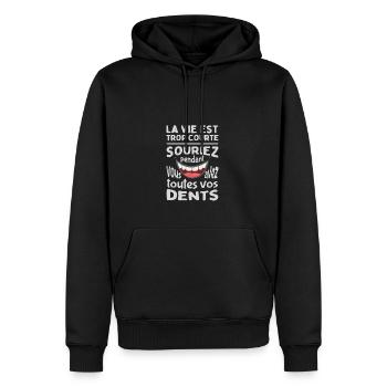 Souriez pendant que vous avez toutes vos dents -Pa - Men’s Premium Organic Hoodie - black - Front - Nico (187cm)