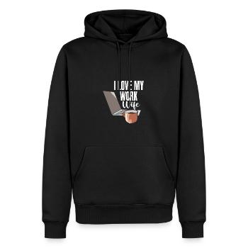 Ich liebe meine Arbeit Ehefrau - Männer Premium Bio Hoodie - Schwarz - Vorne - Nico (187cm)