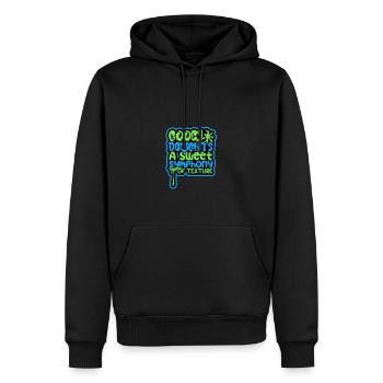 Gooey Delights: Une douce symphonie de texture - - Sweat à capuche Premium bio Homme - noir - Devant - Nico (187cm)