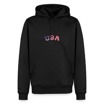 USA - Patriotism - Men’s Premium Organic Hoodie - black - Front - Nico (187cm)