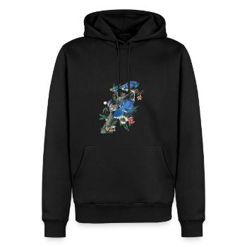 Audubon Blue Jay - Sweat à capuche Premium bio Homme - noir - Devant - Nico (187cm)