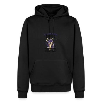 MEINE VIER STIMMUNGEN 1. ICH BRAUCHE KAFFEE 2. ICH BRAUCHE EIN NICKERCHEN.... - Männer Premium Bio Hoodie - Schwarz - Vorne - Nico (187cm)