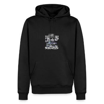Laissez tout derrière, faites la course vers l’avant - Drag - Sweat à capuche Premium bio Homme - noir - Devant - Nico (187cm)