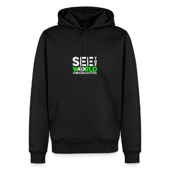 Sieh die Welt durch meine Augen - Augen - Männer Premium Bio Hoodie - Schwarz - Vorne - Nico (187cm)