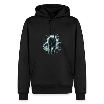 Okami - Männer Premium Bio Hoodie - Schwarz - Vorne - Nico (187cm)