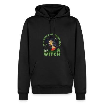 In einer Welt der Prinzessinnen Sei eine Hexe - Männer Premium Bio Hoodie - Schwarz - Vorne - Nico (187cm)