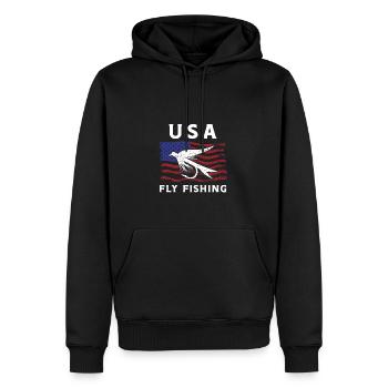 USA Fliegenfischen - Männer Premium Bio Hoodie - Schwarz - Vorne - Nico (187cm)