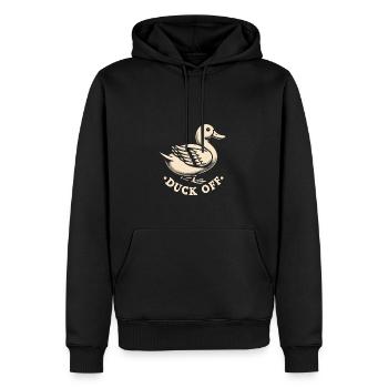 Duck Hunter Pun, Duck Off, Vintage Waterfowl Duck - Männer Premium Bio Hoodie - Schwarz - Vorne - Nico (187cm)