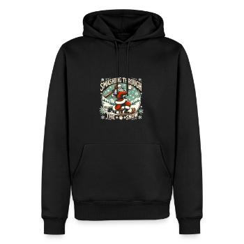 Baseball Player Christmas Santa, Smashing Through - Männer Premium Bio Hoodie - Schwarz - Vorne - Nico (187cm)