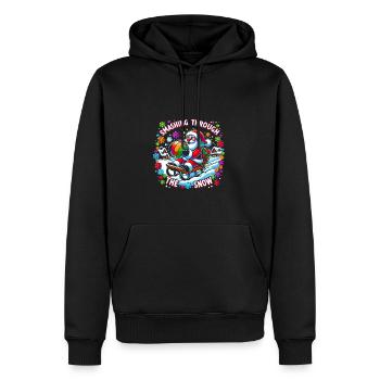 Volleyball Christmas Santa, Smashing Through The - Männer Premium Bio Hoodie - Schwarz - Vorne - Nico (187cm)