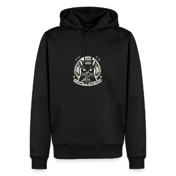 Shhh I Listen To My True Crime Podcasts And Cats - Männer Premium Bio Hoodie - Schwarz - Vorne - Nico (187cm)