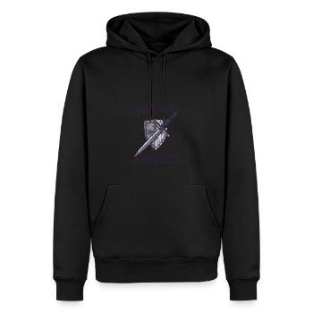 Vertraue auf das Schwert, nicht auf den Schild - Shield - Männer Premium Bio Hoodie - Schwarz - Vorne - Nico (187cm)