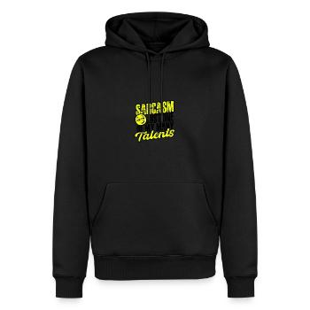 Le sarcasme : un de mes nombreux talents - Comédien - Sweat à capuche Premium bio Homme - noir - Devant - Nico (187cm)