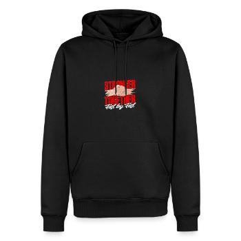 Plus forts ensemble, poing par poing - Poing - Sweat à capuche Premium bio Homme - noir - Devant - Nico (187cm)